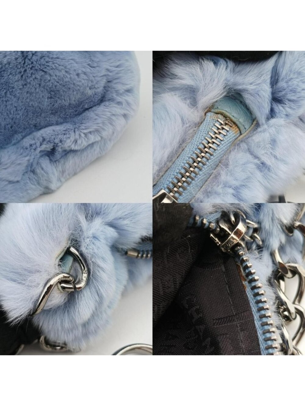 Chanel CC Logo Light Blue Rabbit Fur - Picture 16 of 16